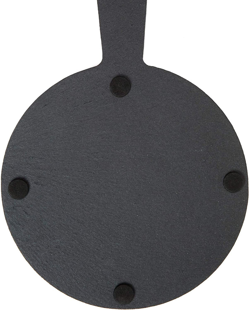 Round Slate Cheese Board with Rope, Live, Love, Laugh (7.3 x 10 In, Black)