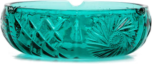 Round Glass Ashtray in Teal (5 Inches)