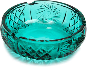 Round Glass Ashtray in Teal (5 Inches)