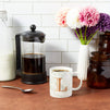 White Marble Ceramic Coffee Mug, Letter L Monogrammed Gift (11 oz)