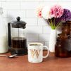 White Marble Ceramic Coffee Mug, Letter W Monogrammed Gift (11 oz)