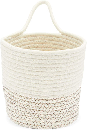 Farmlyn Creek Cotton Woven Baskets for Storage, Hanging Organizers (7 x 7.5 in, 3 Pack)