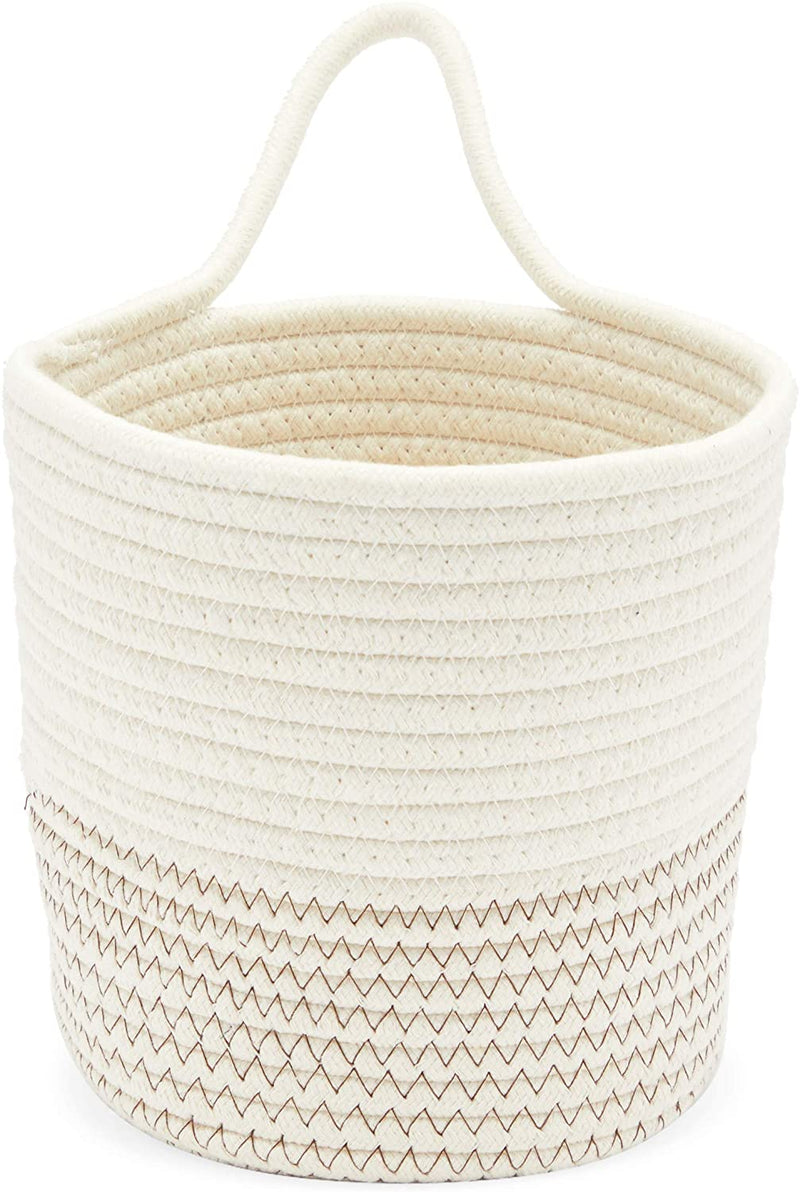 Farmlyn Creek Cotton Woven Baskets for Storage, White Organizers (3 Si