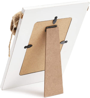 Rustic Wood Picture Frame for 4 x 6 Photo with Burlap Flower (7 x 9 Inches)