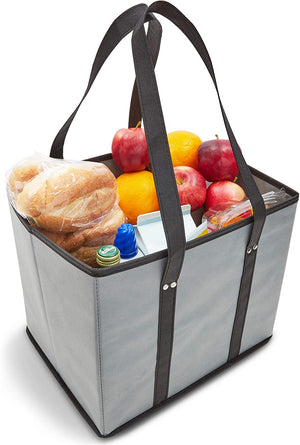 Collapsible Shopping Boxes, Utility Tote Bags (13 x 10 x 11 In, Grey, 3 Pack)