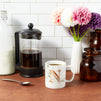 White Marble Ceramic Coffee Mug, Letter N Monogrammed Gift (11 oz)