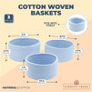 Farmlyn Creek Cotton Woven Baskets for Storage, Light Blue Organizers (3 Sizes, 3 Pack)