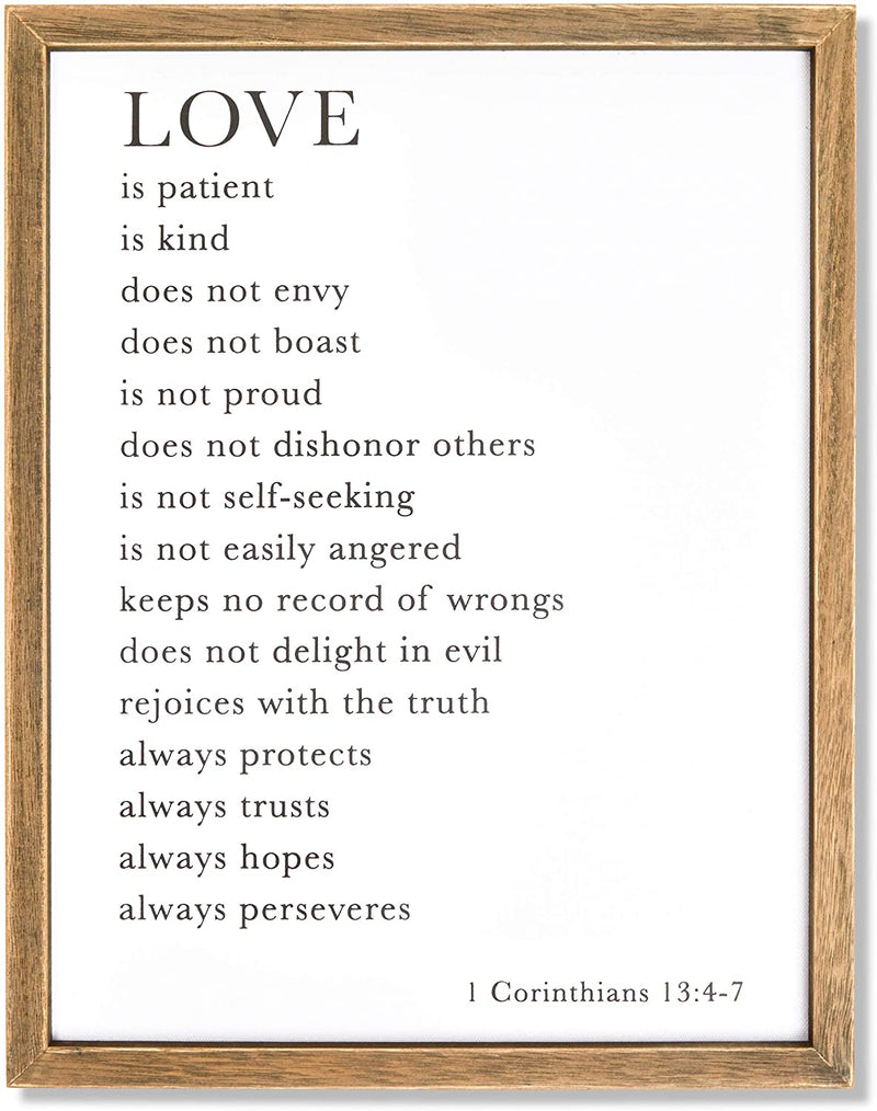 Religious Wall Hanging, 1 Corinthians 13 4-7 Wall Art (11.75 x 15 Inches)