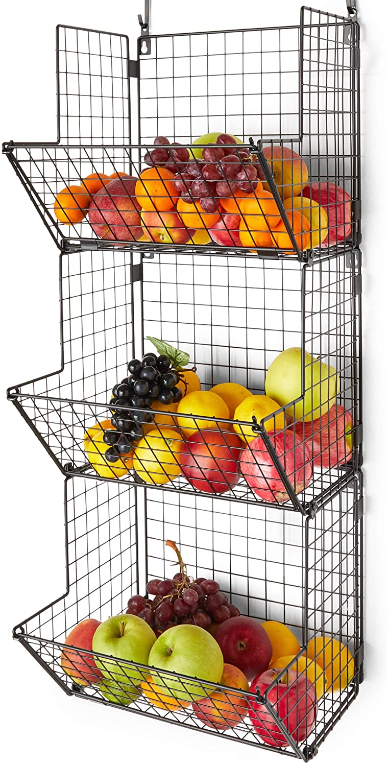 3 Tier Verticle Hanging Fruit Basket Organizer for Kitchen (Black, 11. –  Farmlyn Creek