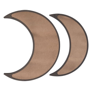 2 Piece Wooden Crescent Moon Tray for Crystals and Essential Oils, Rustic Home Decor for Nursery (Dark Brown)