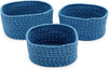 Farmlyn Creek Cotton Woven Baskets for Storage, Blue Organizers (3 Sizes, 3 Pack)