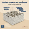 Drawer Organizers, Woven Strap Storage Basket Set, Beige (6 Sizes, 7 Pieces)