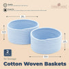 Farmlyn Creek Cotton Woven Baskets for Storage, Light Blue Organizers (2 Sizes, 2 Pack)