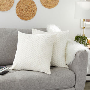 2 Pack Beige Decorative Throw Pillow Covers 20x20, Chevron Design Cushion Case for Couch Sofa Farmhouse Decor