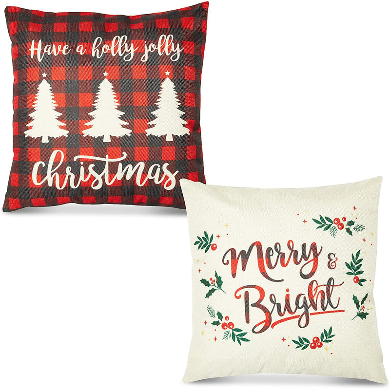 Christmas Throw Pillow Cover Farmhouse Decor (18 x 18 in, 6 Pack)