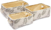 3 Pack Collapsible Decorative Storage Bins with Rope Handle for Laundry, Bathroom, Closet Organization, 3 Sizes, Grey
