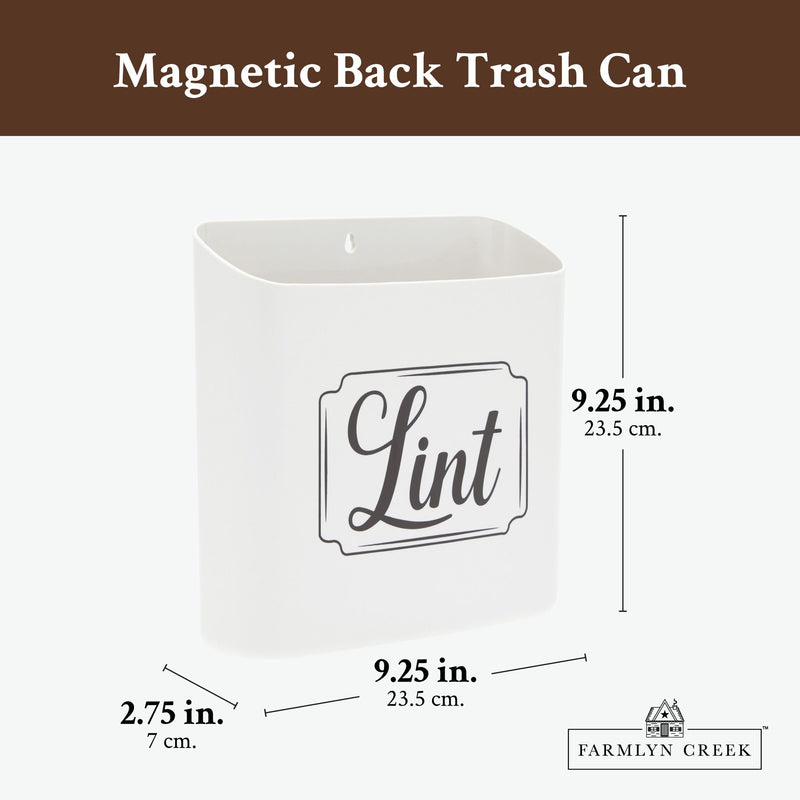 Lint Bin for Laundry Room, Magnetic Wall Mounted Trash Can (Light Grey, 9.25 x 2.75 In)