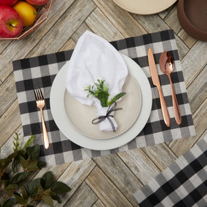 Black and White Buffalo Plaid Placemats Set of 8, Farmhouse Decor (18 x 12 in)