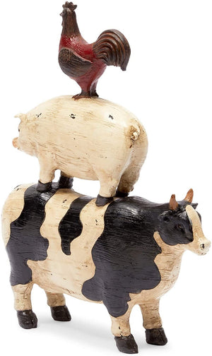 Farm Animal Decor Chicken, Pig, Cow Figurine Resin Statue 9.2"x11.6"x2.6"