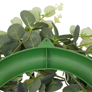 Artificial Eucalyptus Green Fake Wreath for Front Door and Farmhouse Home Decor, 18 in.