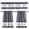 3 Piece Kitchen Curtains and Valances Set for Windows, Love Family, Laugh, Live (Black and White)
