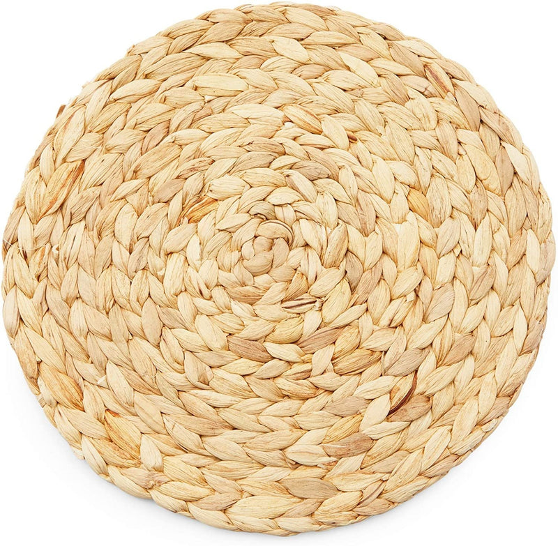 Round Jute Woven Hyacinth Placemats (11.8 in, 4 Pack)