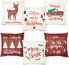 Christmas Throw Pillow Cover Farmhouse Decor (18 x 18 in, 6 Pack)