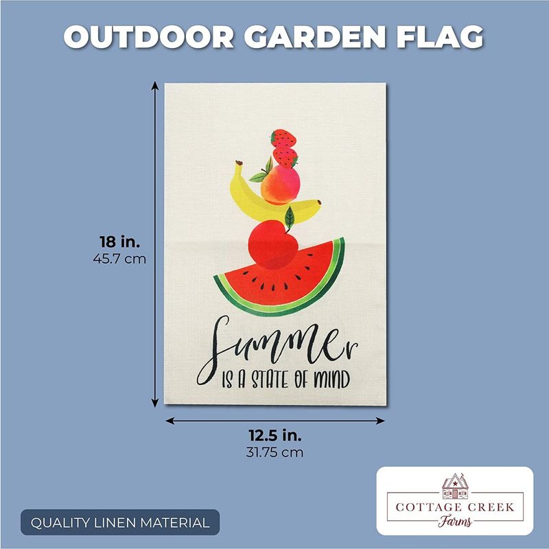 Farmlyn Creek Double Sided Garden Flag with Fruit, Summer is a State of Mind (12.5 x 18 in)