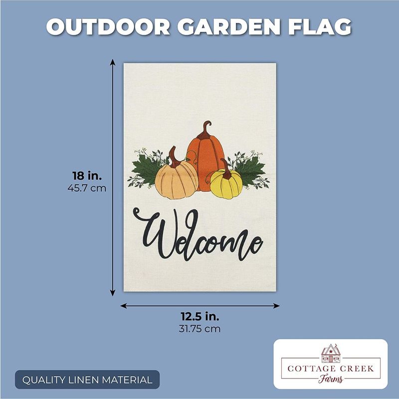 Welcome Home Garden Flag for Fall Outdoor Decor, Pumpkin Yard Decoration (12.5 x 18 In)