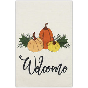 Welcome Home Garden Flag for Fall Outdoor Decor, Pumpkin Yard Decoration (12.5 x 18 In)