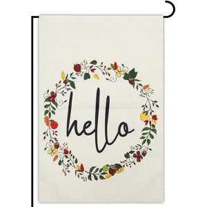 Double Sided Fall-Themed Garden Flag, Floral Hello Design (12.5 x 18 in)
