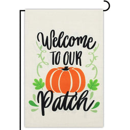 Double Sided Garden Flag for Fall, Welcome To Our Pumpkin Patch (12.5 x 18 In)