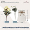 Artificial Flowers with Ceramic Vase, White Roses (4 Pieces)