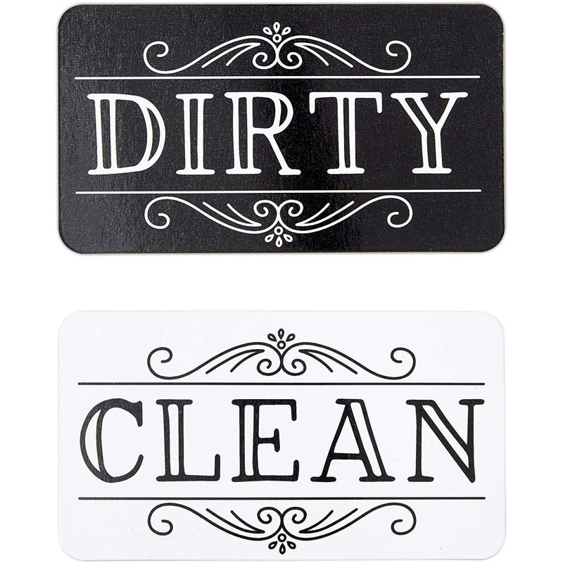 Bamboo Dishwasher Magnet Clean Dirty Signs Bamboo Dishwasher Clean Dirty  Magnets Dirty Clean Magnet For Dishwasher 2PCS