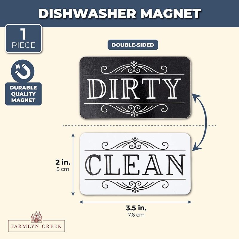 Clean / Dirty Dishwasher Magnet - Glossy Waterproof Magnet - 2 x 3.5  inches.