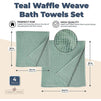 Teal Waffle Weave Bath Towels Set (2 Sizes, 4 Pieces)