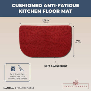 Anti Slip Kitchen Floor Mat, Half Round (Red, 27.8 x 17 in)