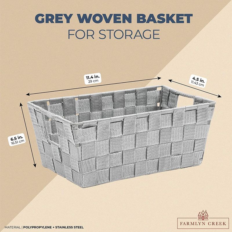 Farmlyn Creek Grey Plastic Storage Baskets with Handles, Small
