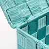 Woven Storage Basket Set with Hinged Lid in 3 Sizes (Turquoise, 3 Pack)