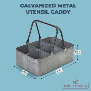 Galvanized Metal Outdoor Utensil Caddy (12 x 8 x 4 in)