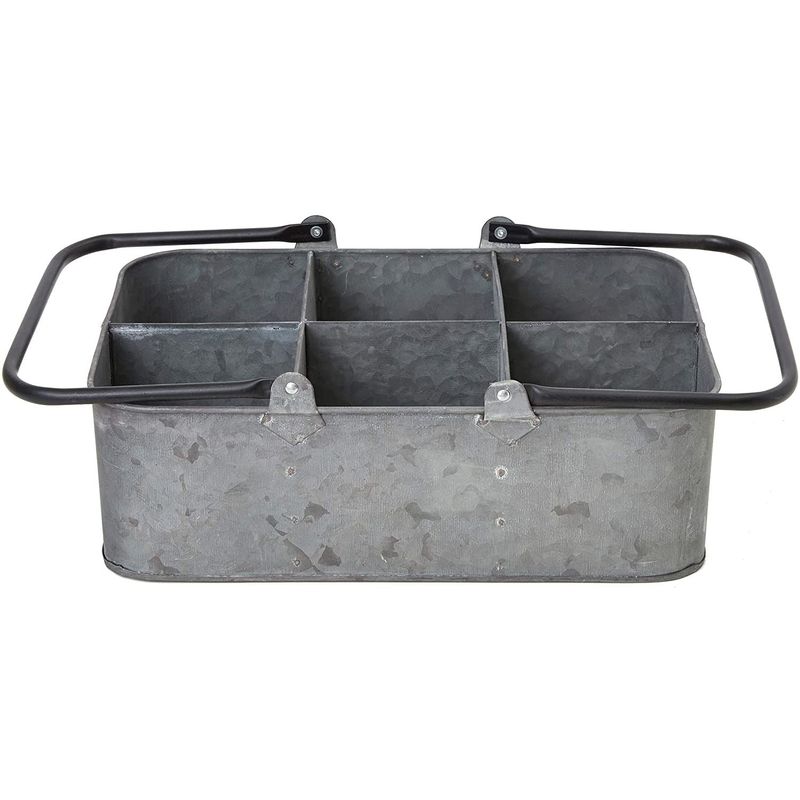 Rustic Galvanized Silver Metal Kitchen Organizer Caddy – MyGift