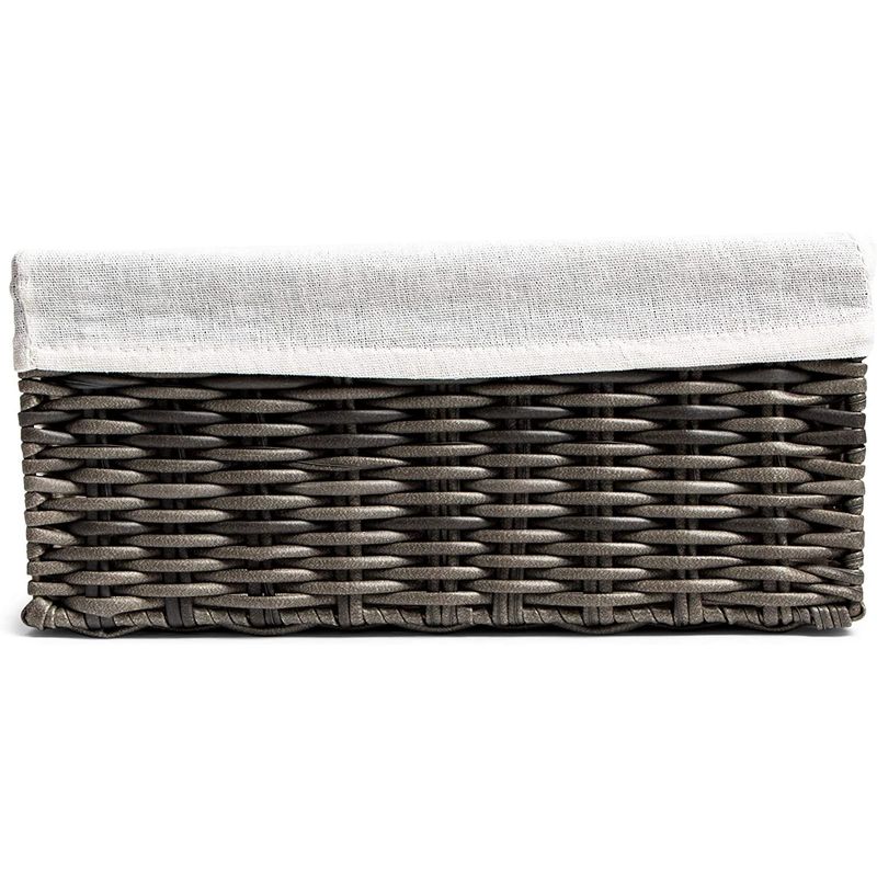 Wicker Storage Baskets with Liners, 2 Sizes (Grey, 4 Pieces)