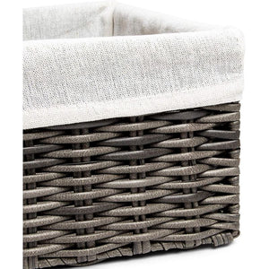 Wicker Storage Baskets with Liners, 2 Sizes (Grey, 4 Pieces)