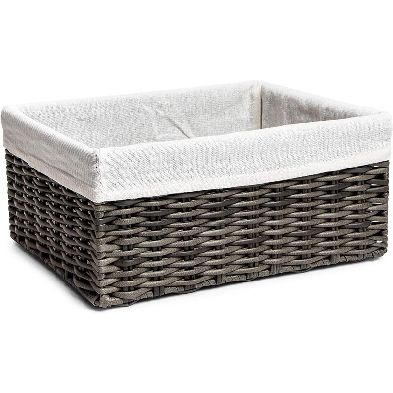 Juvale 5-pcs Brown Small Rectangular Woven Nesting Baskets, Lined