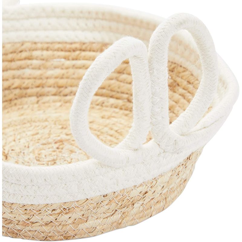 Farmlyn Creek Wicker Storage Baskets with Handles, White and Natural Seagrass (3 Pieces)