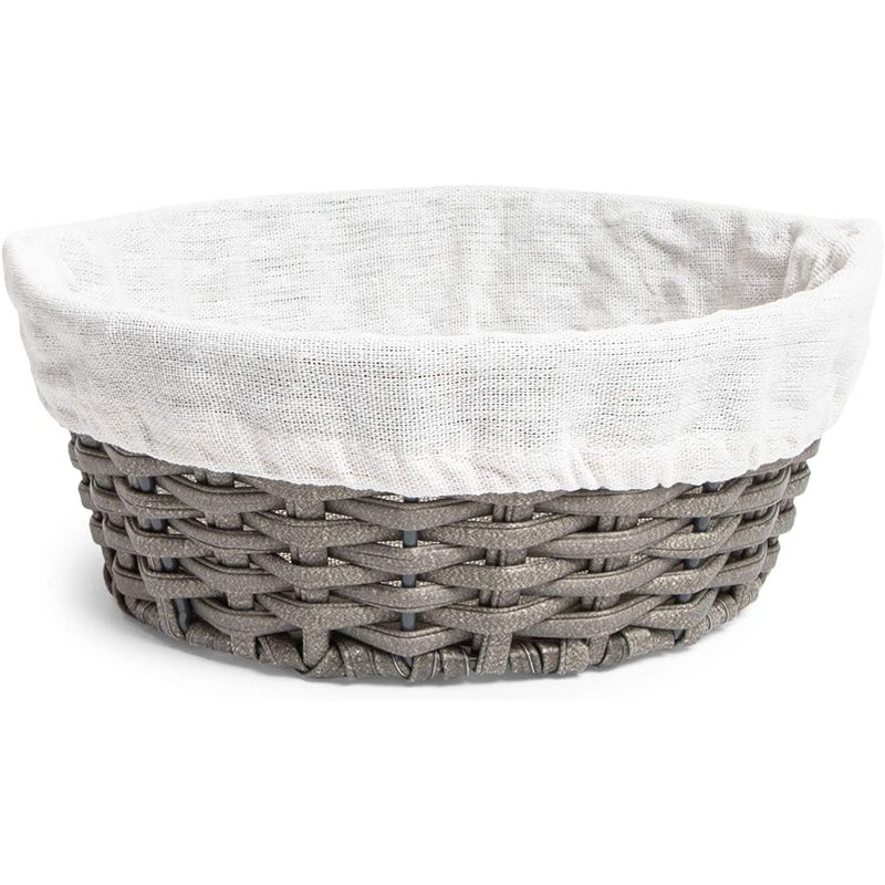 Farmlyn Creek Round Wicker Nesting Baskets and Liners for Storage (8.7 x 3.5 in, 3 Pack)