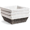 Farmlyn Creek Square Wicker Storage Baskets with Liners (9 x 9 x 3.5 Inches, 3 Pack)