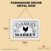 Hanging Metal Sign Farmhouse Decor, Farmer’s Market (10.6 x 5.9 Inches)