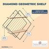 2 Tier Wall Shelf, Floating Geometric Diamond Rustic Decor (17 x 17 x 4.5 in)