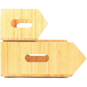 Stackable Bamboo Storage Box, Kitchen Organizer (2 Pack)